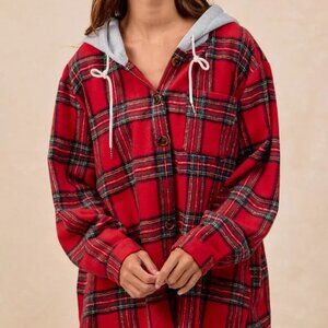 BiBi‎ Brushed Plaid Hooded Jacket